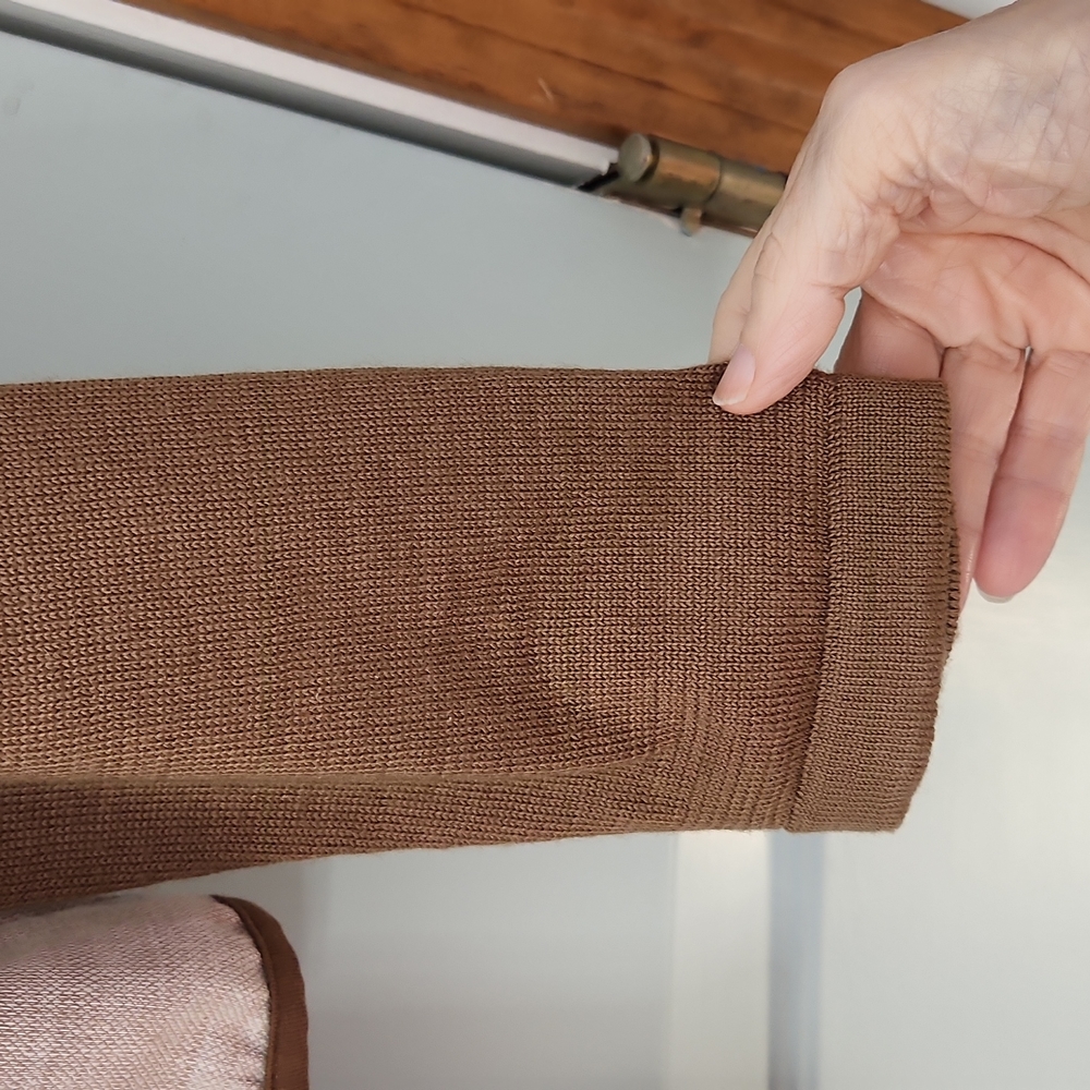 Aoyidao, Women's L Medium Brown Jerse Sleeves, Linen Fabric w Design Front/Back - Picture 3 of 8